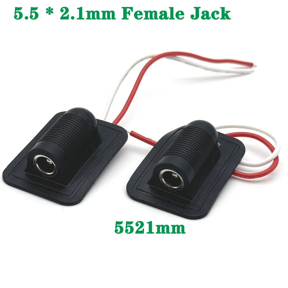 

100pcs 5521 DC Power Socket 5.5 * 2.1mm Female Jack Panel Mount Solder 5.5 * 2.1 Connector Adapter With Cable Wired