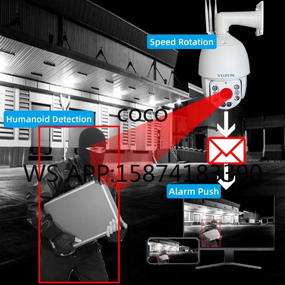 Outdoor 4G PTZ Surveillance Camera, Full Color Night Vision Two-Way Audio CCTV Camera