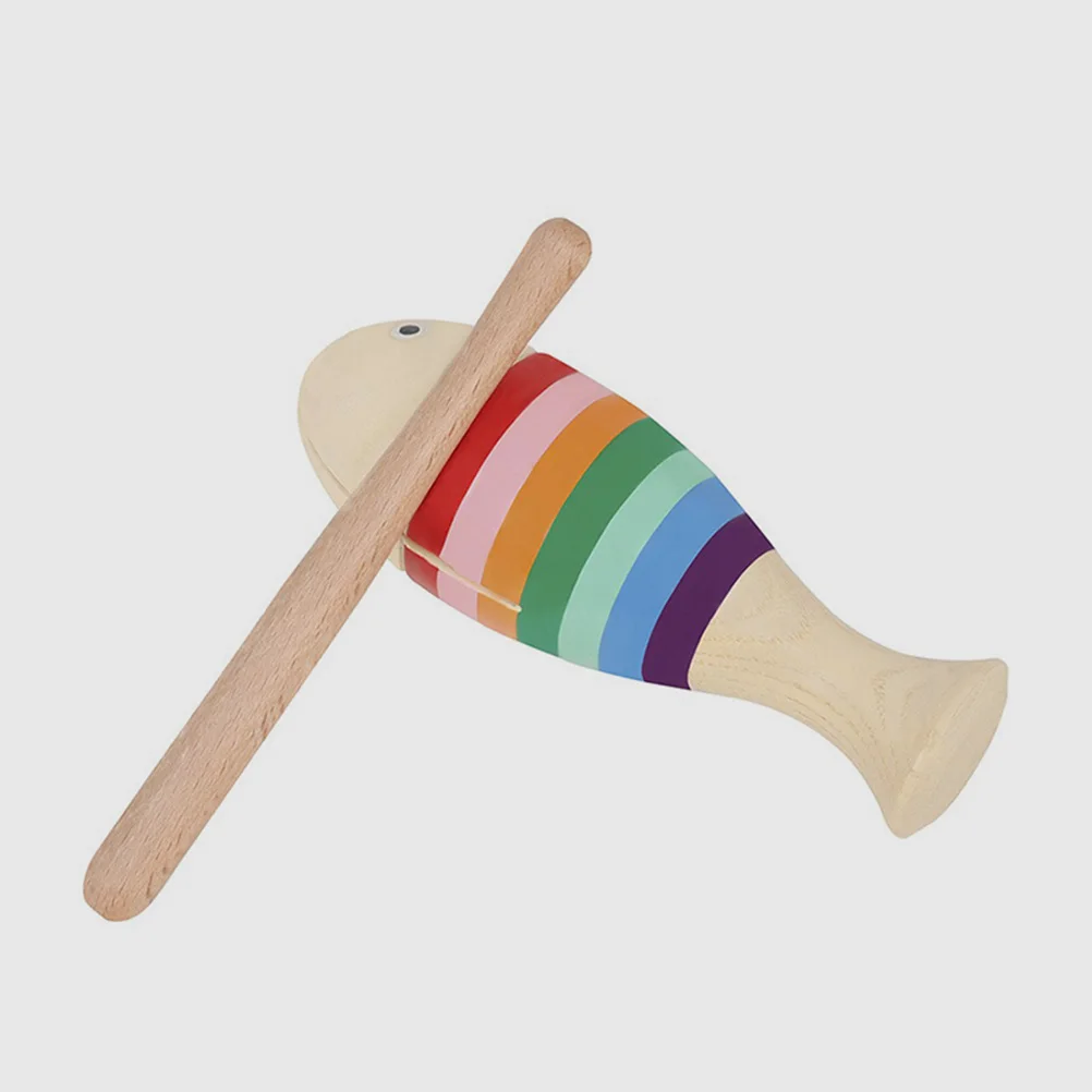 

Wooden Guiro Rainbow 3 Sets Musical Instruments Kids Percussion Toy Beginner Music Education Wooden Robe Instrument Set