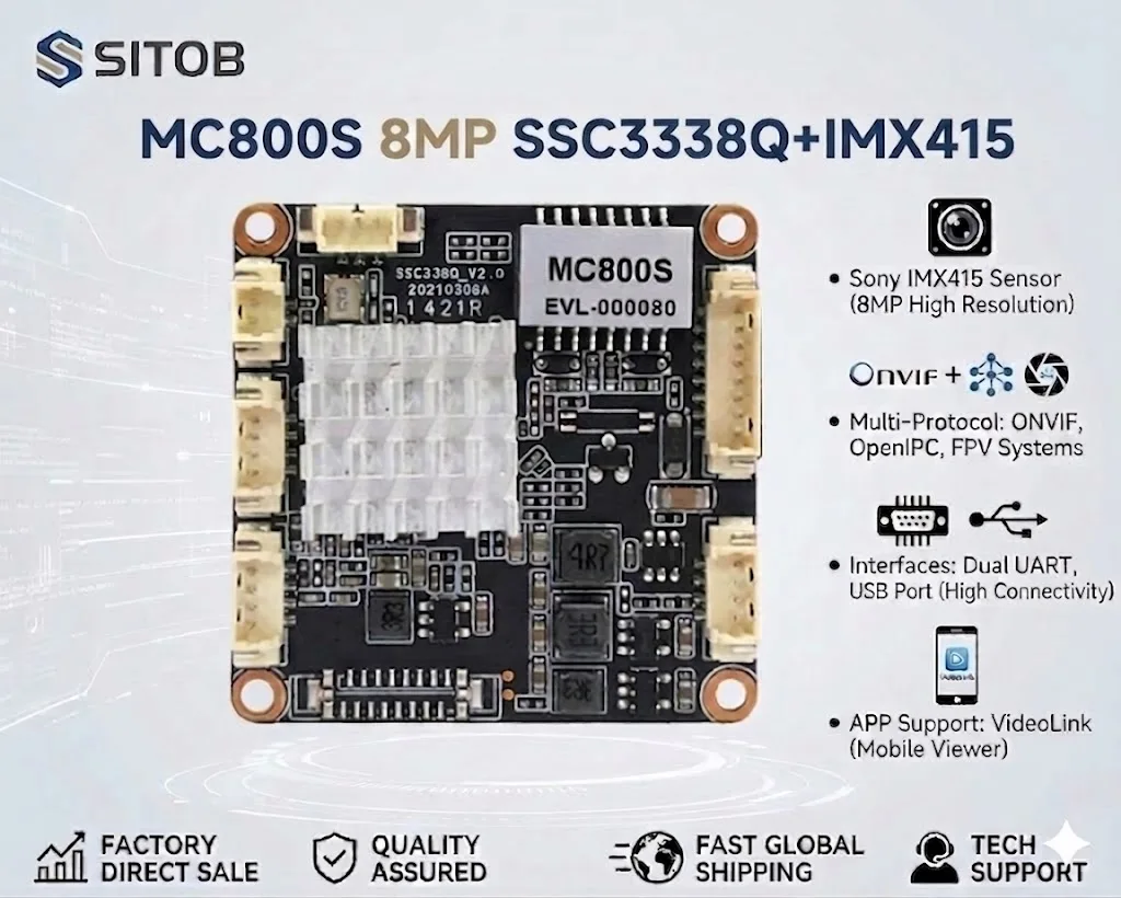 

Модульная плата MC800S SigmaStar SSC338Q+IMX415 1/2.8 4K для IP-камер, 8 МП при 20 кадрах/с, поддержка Starvision, DualLight TF, плата расширения с автофокусом