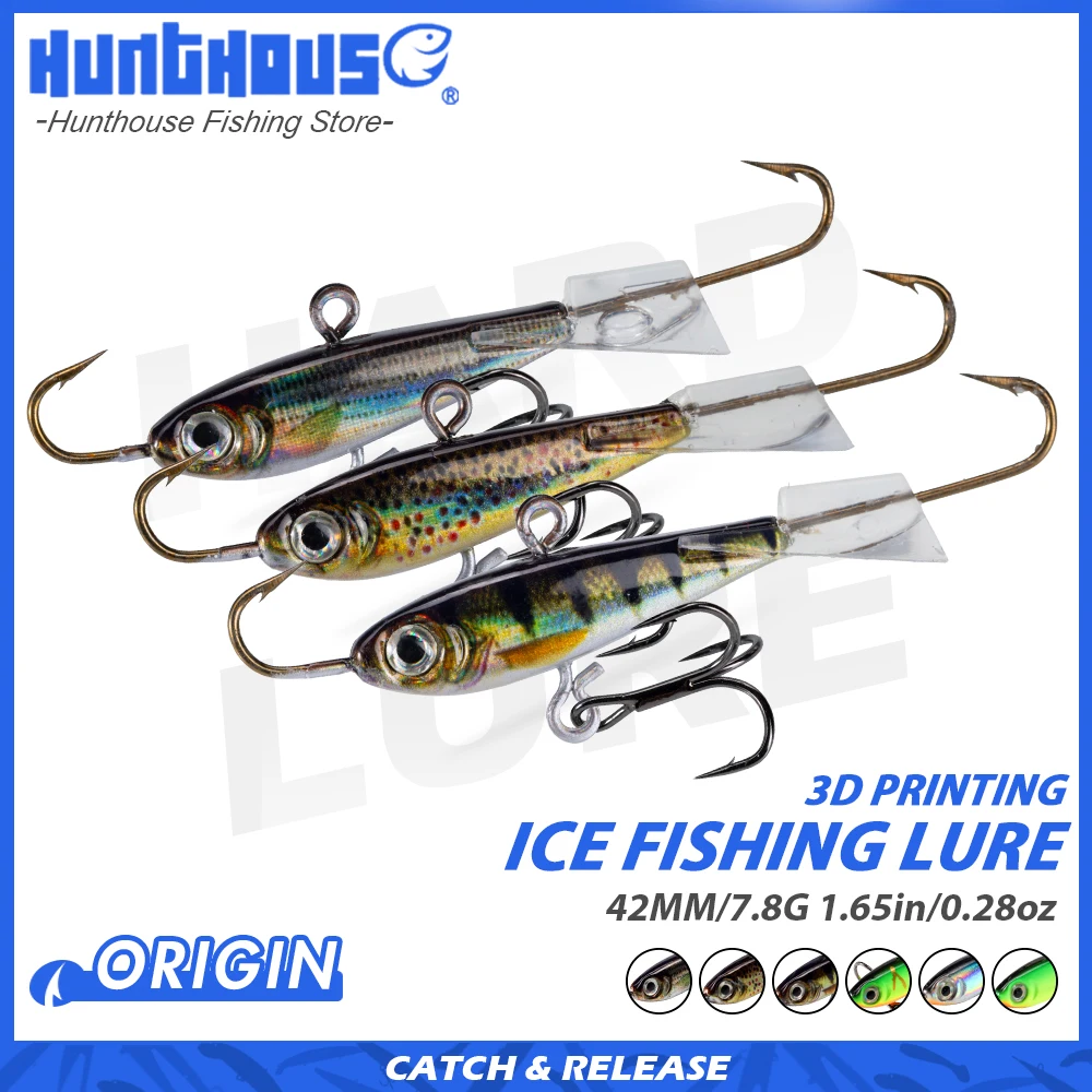 

Hunthouse 4PCS 42mm/7.8g VIB Winter ICE Fishing Lure Metal Jig Hard Bait 3D Printing Slow Sinking Jigging Spinner Bass Tackle