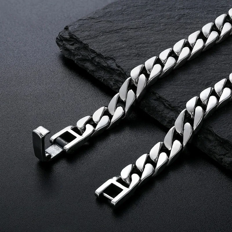 S925 Sterling Silver Horse Whip Bracelets Male Cuban Trend Rough Style Domineering Retro Handmade Bracelet for Women Jewelry