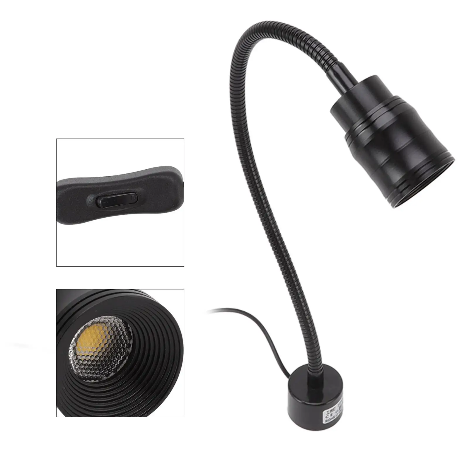 Lâmpada Gooseneck para iluminação de trabalho, luz 900LM, plugue americano, 110-220V