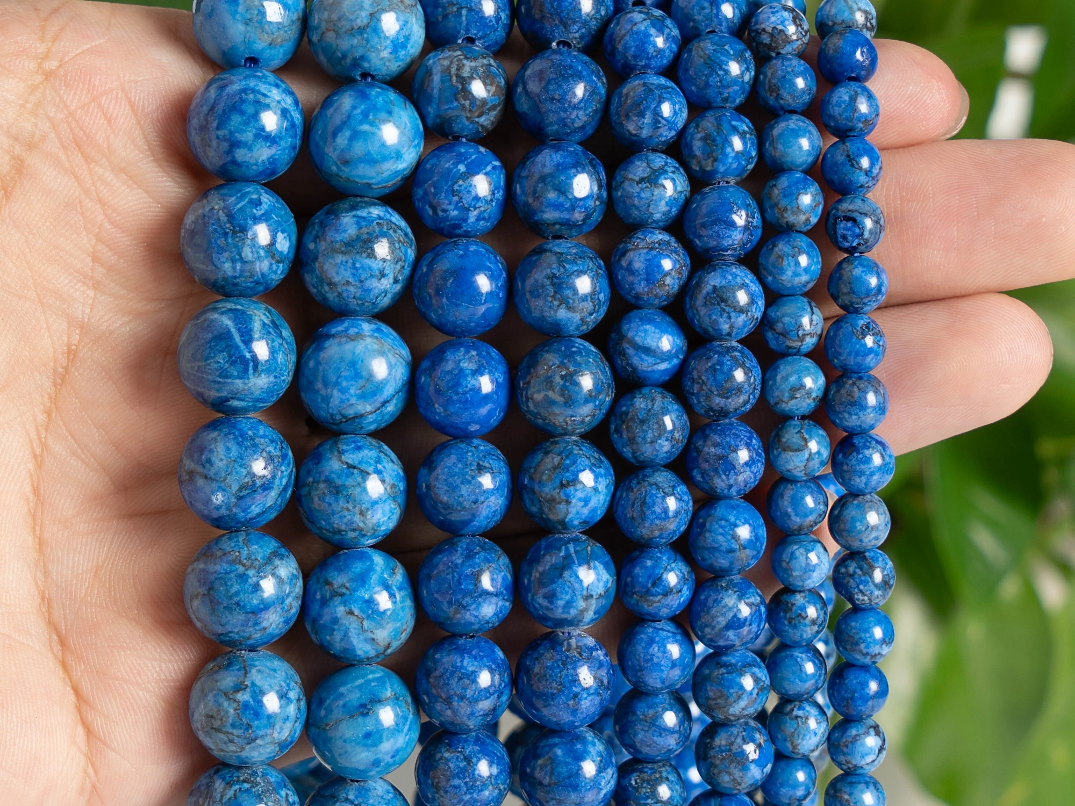 Denim Azul Magnesita Turquesa Beads, Genuine Gemstone Natural, Rodada Loose Beads, Fazer Jóias, Grau AAA, 6mm, 8mm, 10mm, 12mm