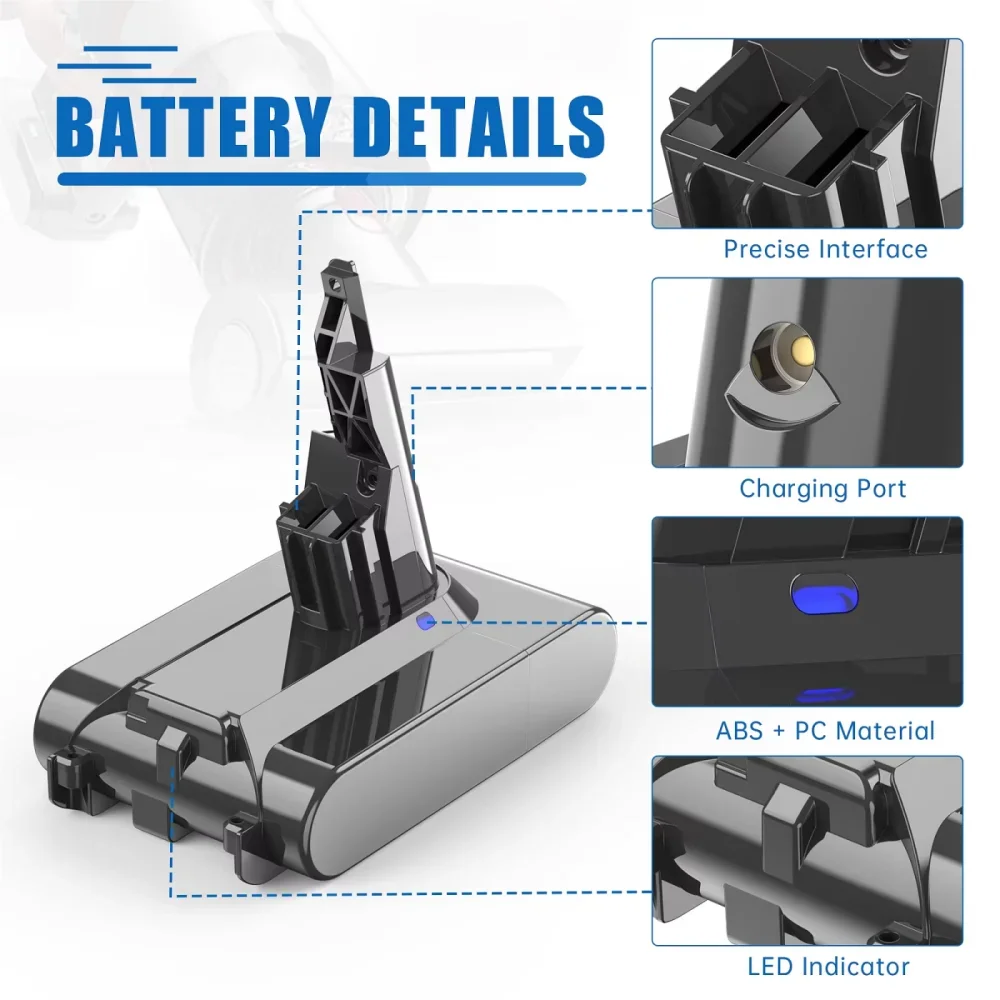 For Dyson V7 21.6V 4800/6800/9800/12800mAh Rechargeable Battery Replacement Battery For Dyson V7/SV11 Vacuum Cleaner Tool Batter