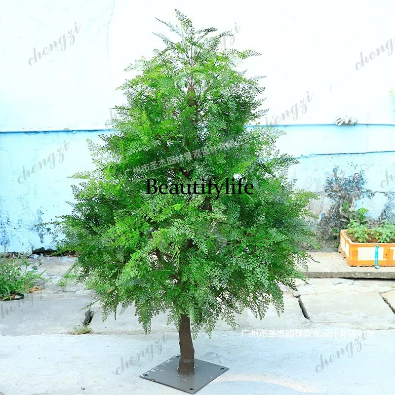 A74 simulated metasequoia tree PE large indoor and outdoor floor-to-ceiling landscaping hotel park green ornament