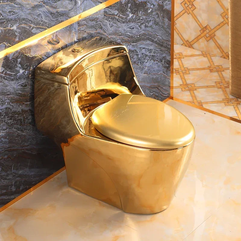 

Gold-plated toilet European large size with color yellow-gold new color ceramic household flush toilet