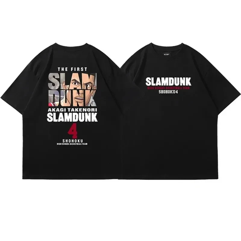 2024 Anime Slam Dunk Print T-Shirt Men's Oversized Japanese Manganese Cotton Short Sleeve Fast Shipping Pure Cotton 71706