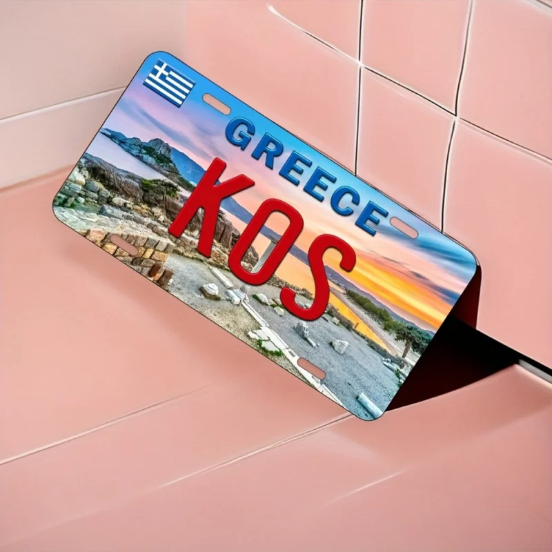 قطعة واحدة من لوحات فنية جدارية من الألومنيوم بحروف يونانية عتيقة مع تصميم "يوناني كوس"، مثالية للمنزل والمطعم والبار #4