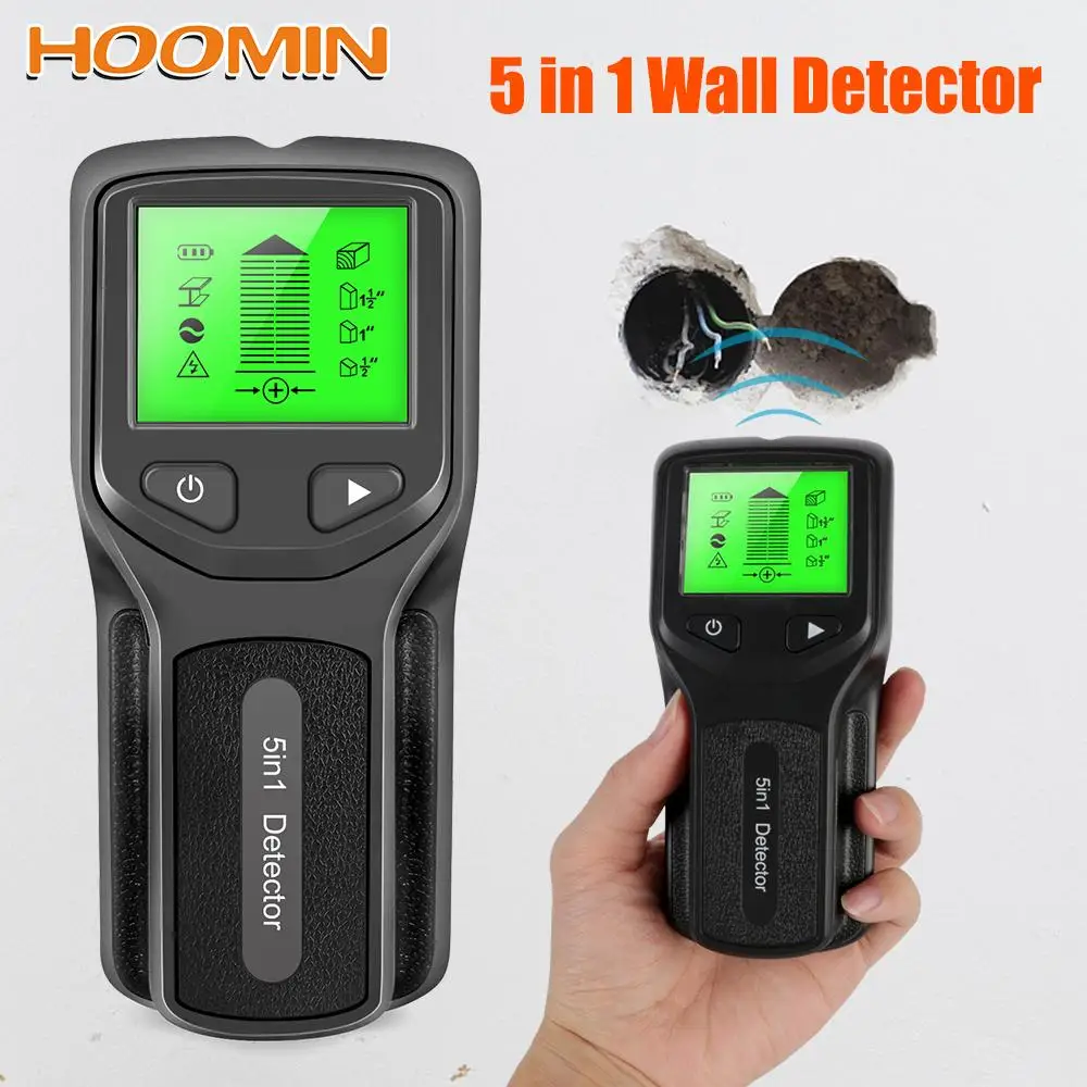 Find Metal Wood Studs Wall Detector Electric Box Finder AC Voltage Live Wire Detect Wall Scanner 5 In 1 Metal Detector