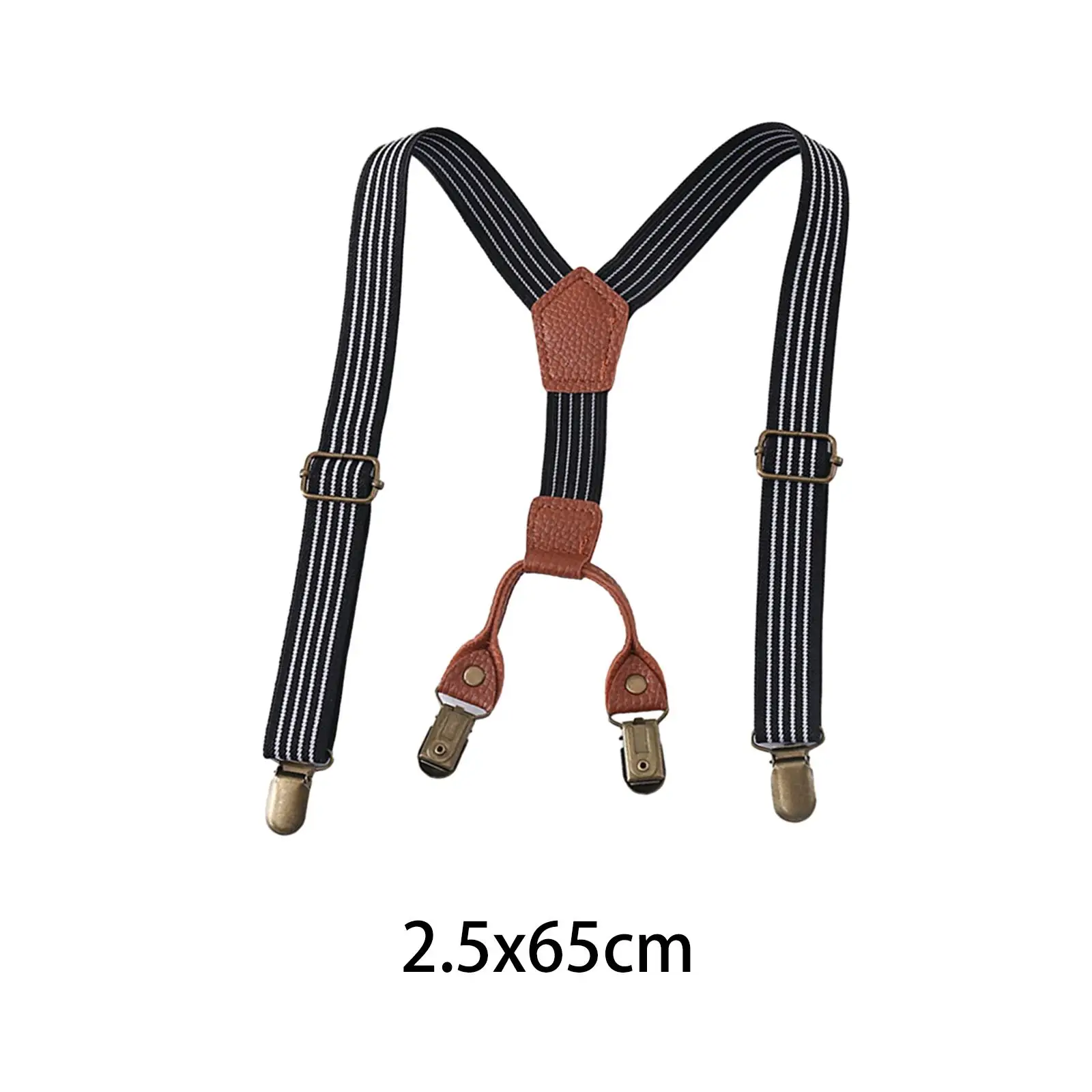 Kids Suspenders Y Shape Brace with 4 Clips Striped Pattern Tuxedo Suspenders Pants Suspender for Costume Halloween Wedding