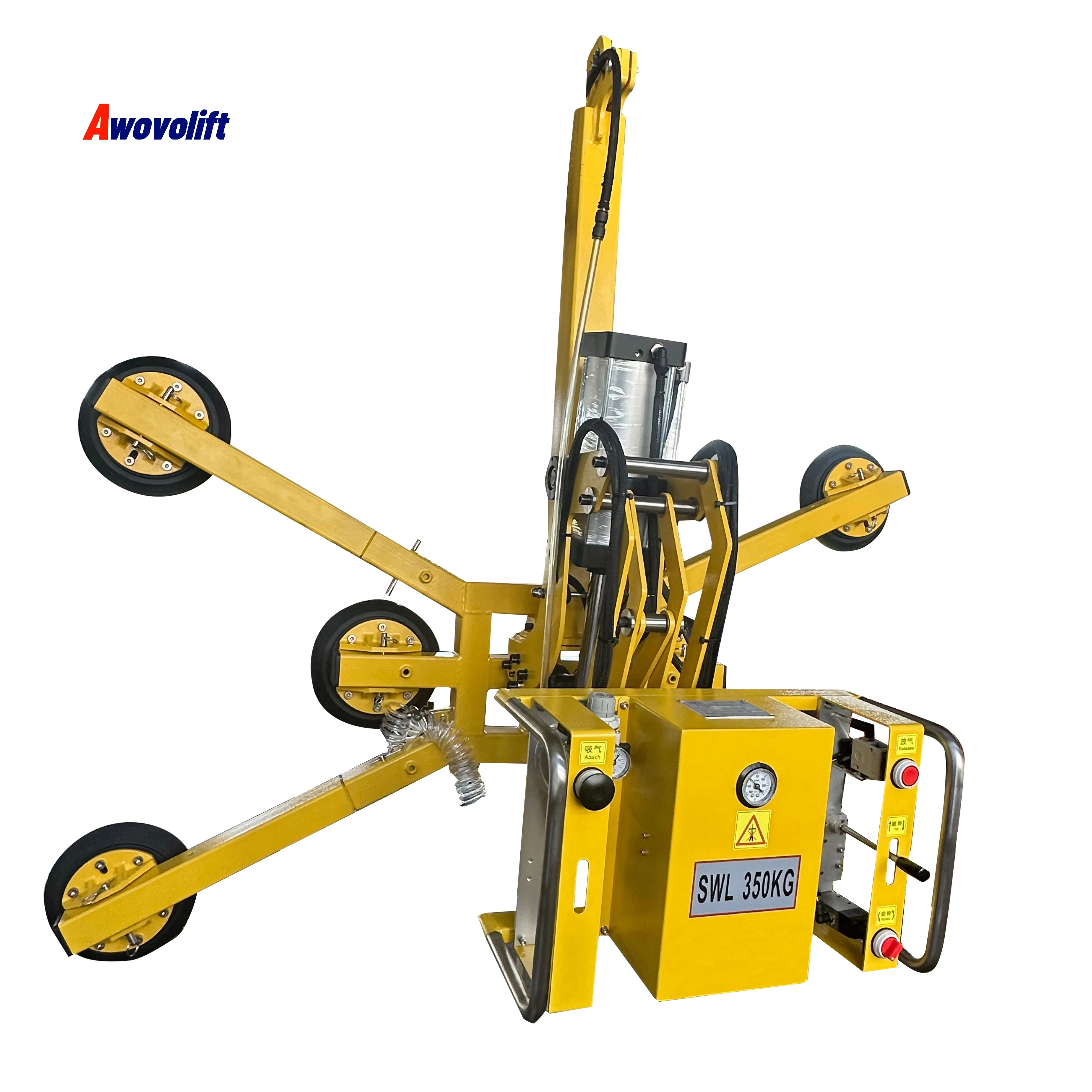 

Awovolift Electric and Pneumatic Glass Vacuum Suction Cup Lifter with Flip and Rotate Handle Transport Glass Process Hollow Line
