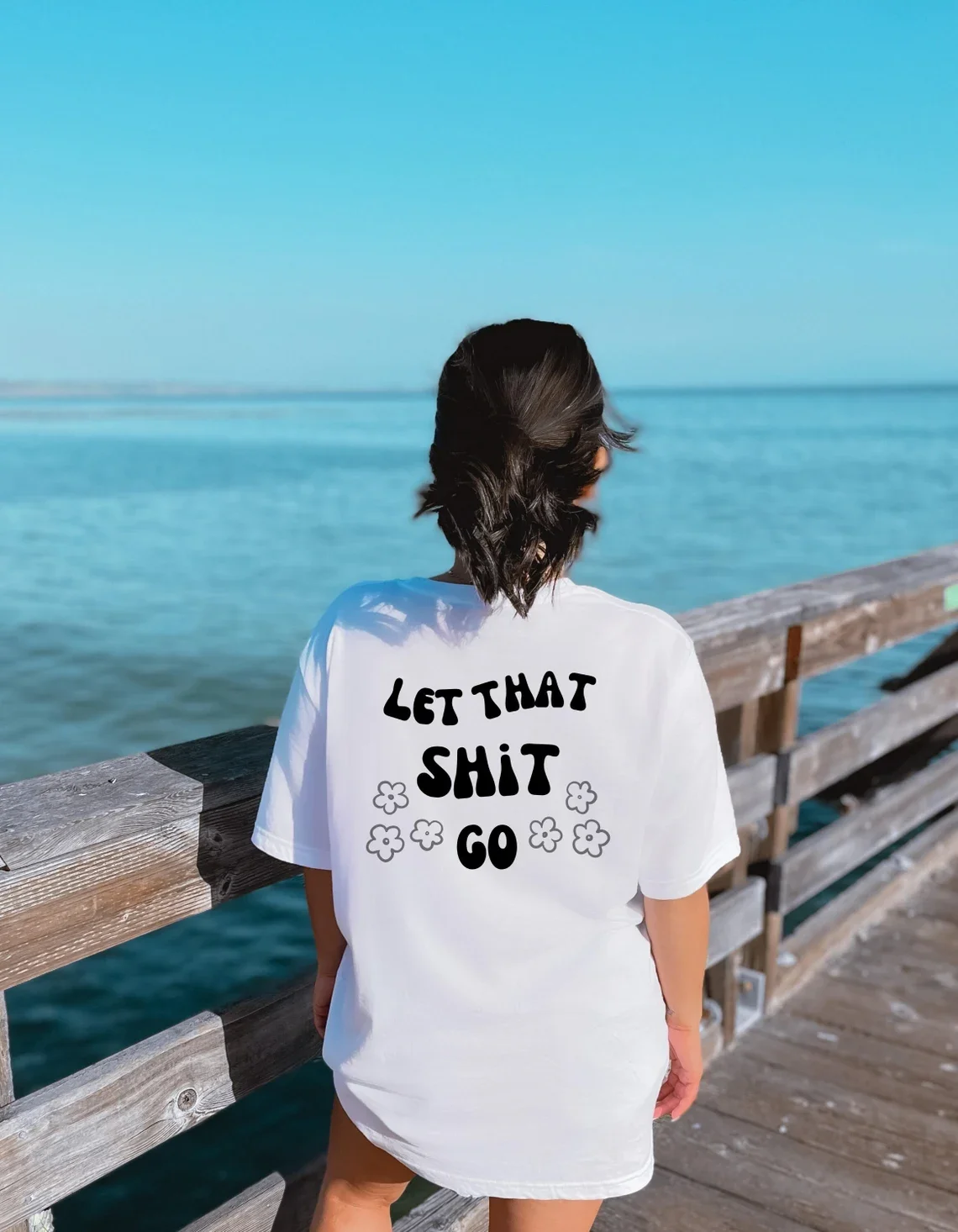 Skuggnas Let That Shit Go Funny Slogan T-shirt Positive Shirt Coconut Girl Aesthetic Cotton t shirt Unisex Fashion Casual Tops