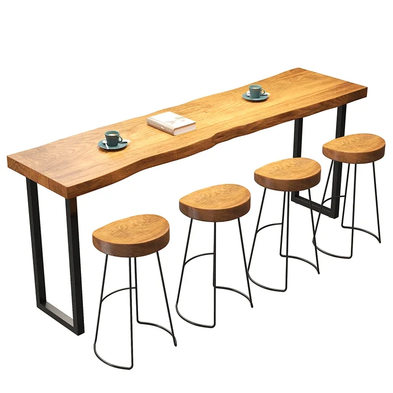 

Wood Cocktail High Bar Tables Reception Desk Counter Club Wine Long Bar Tables Alcohol Industrial Bar Furniture