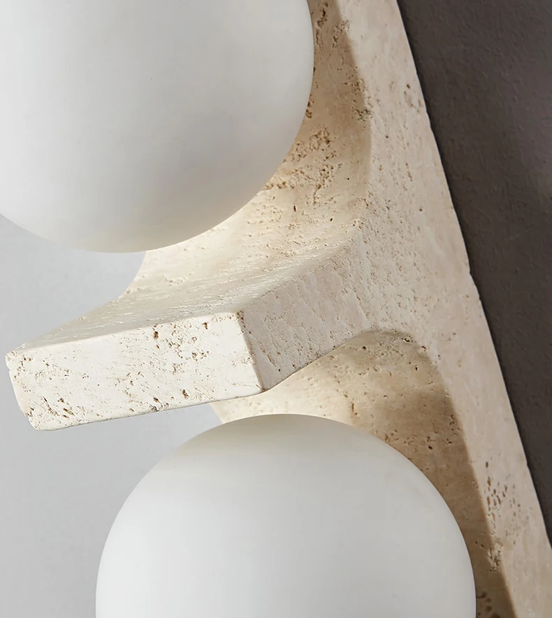 Wall Light Sconce Natural Stone White Glass G9 Bulb