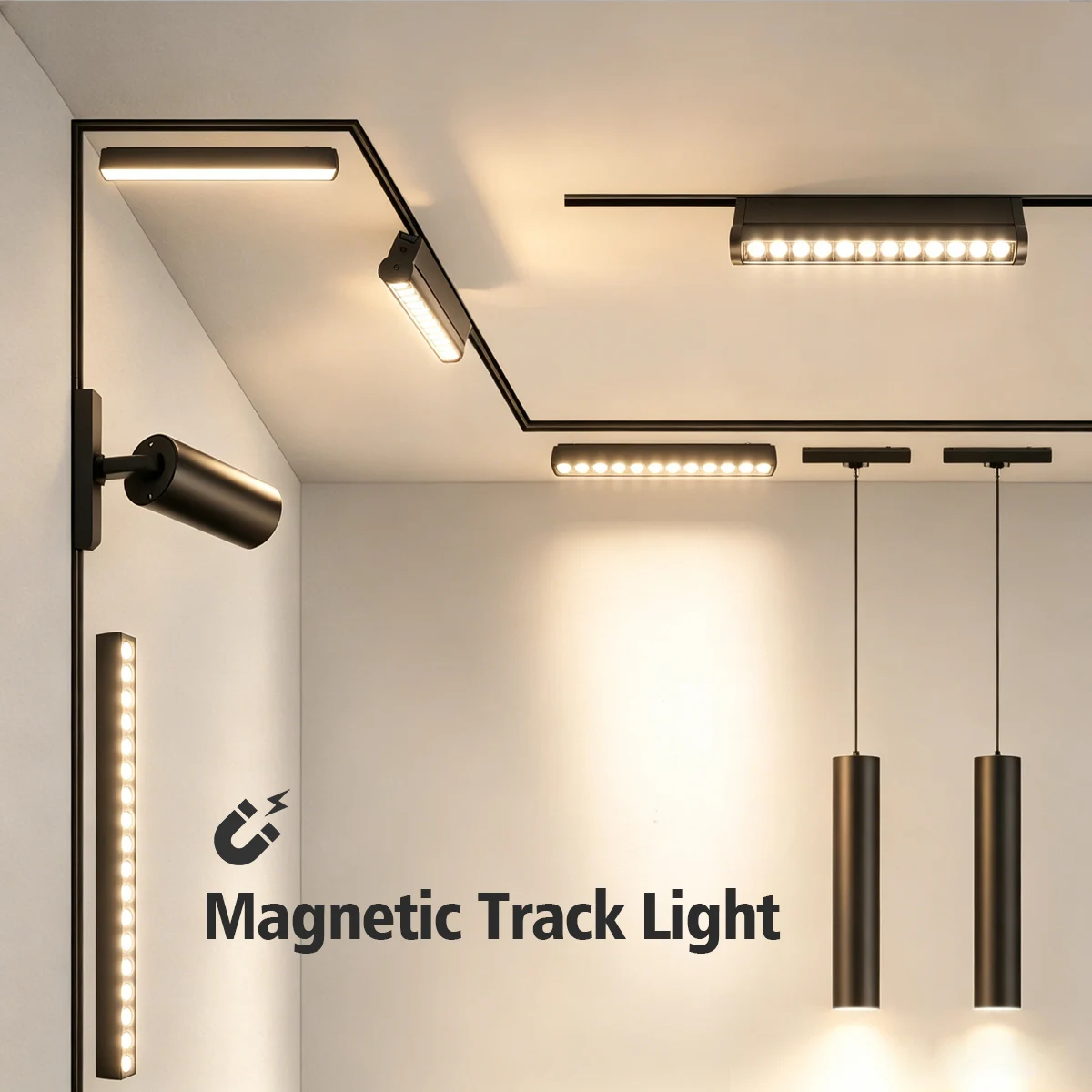 Ultra Thin Rail 3 Colors CCT Dimmable Ceiling Surface Mount Magnetie LED Track Light Modern Magnet Flood Grille Spot LED Lamp