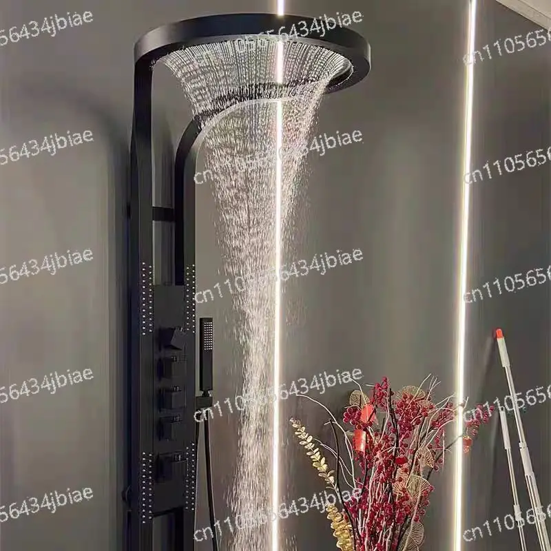 

Bathroom high-end shower installed household pure copper wall-mounted waterfall rotating multifunctional pressurized shower