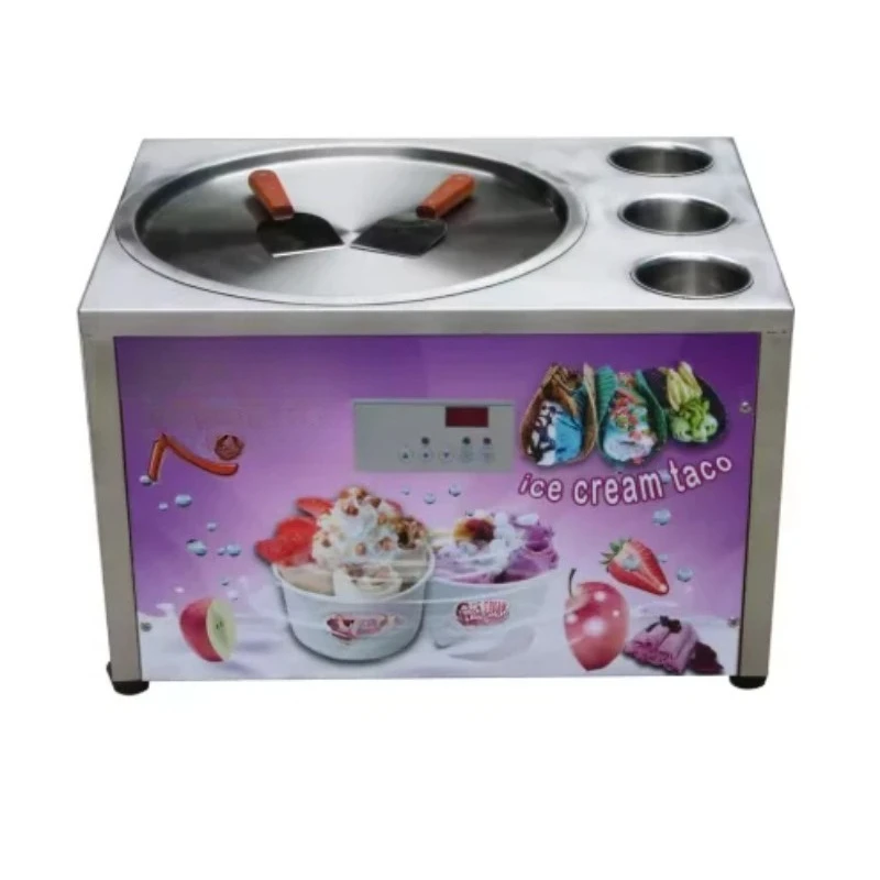 Table Stirring Ice Cream Machine, 45cm Ice Pan Design with 3 Independent Storage Tanks