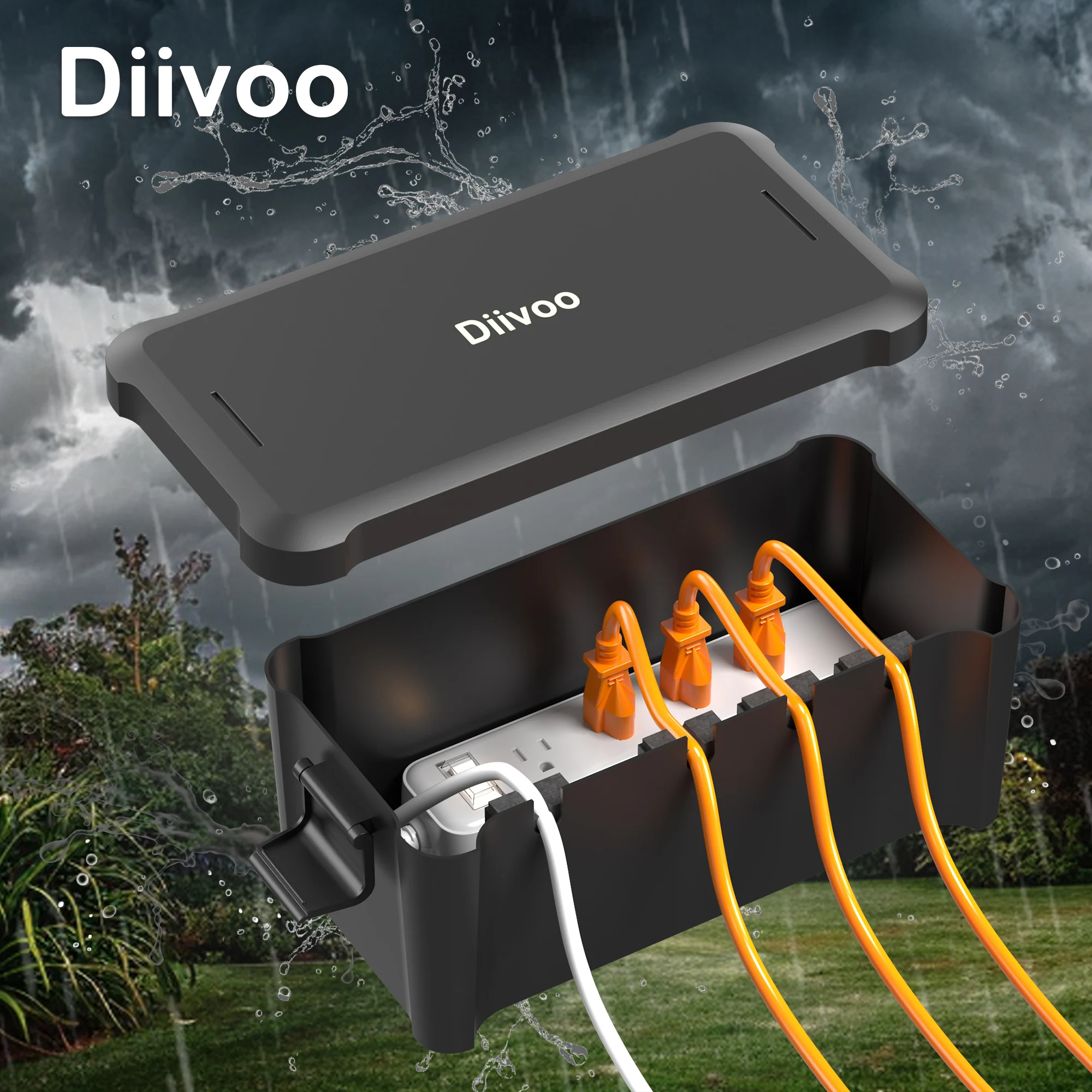 Diivoo Waterproof Electrical Box Outside Cable Connection Socket Enclosure Outdoor Extension Cord Connection Box for Garden