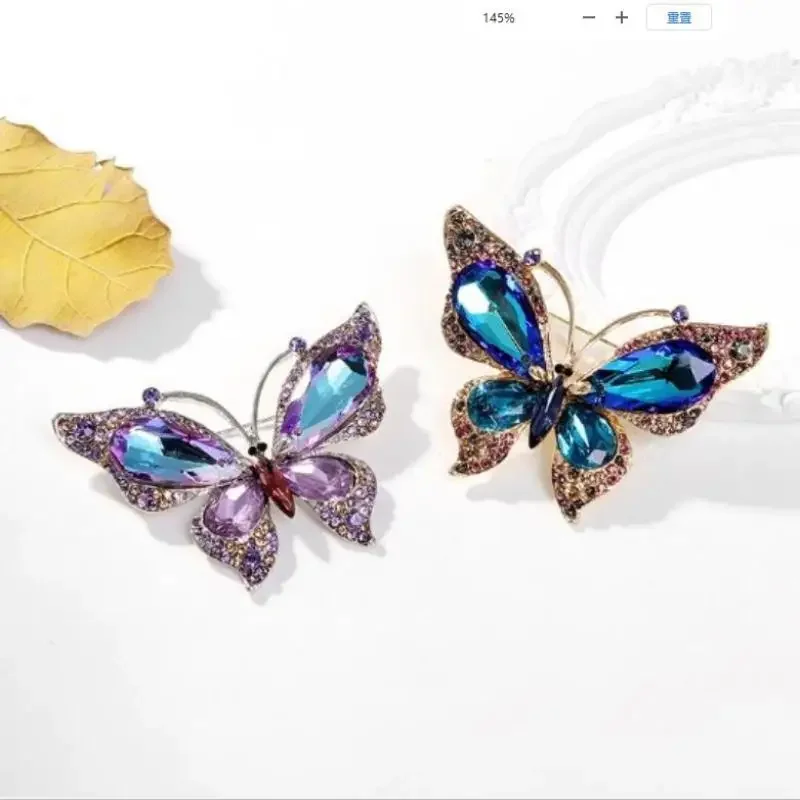 Fashion Rhinestone Shining Crystal Butterfly Brooches For Women Clothing Coat Jewellery Accessries Gifts