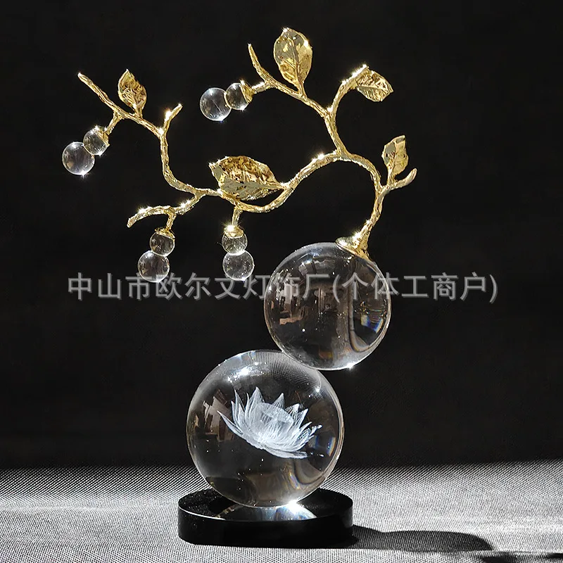 HYS new lucky crystal gourd ornament light luxury high-end living room wine cabinet office decoration moving house gift