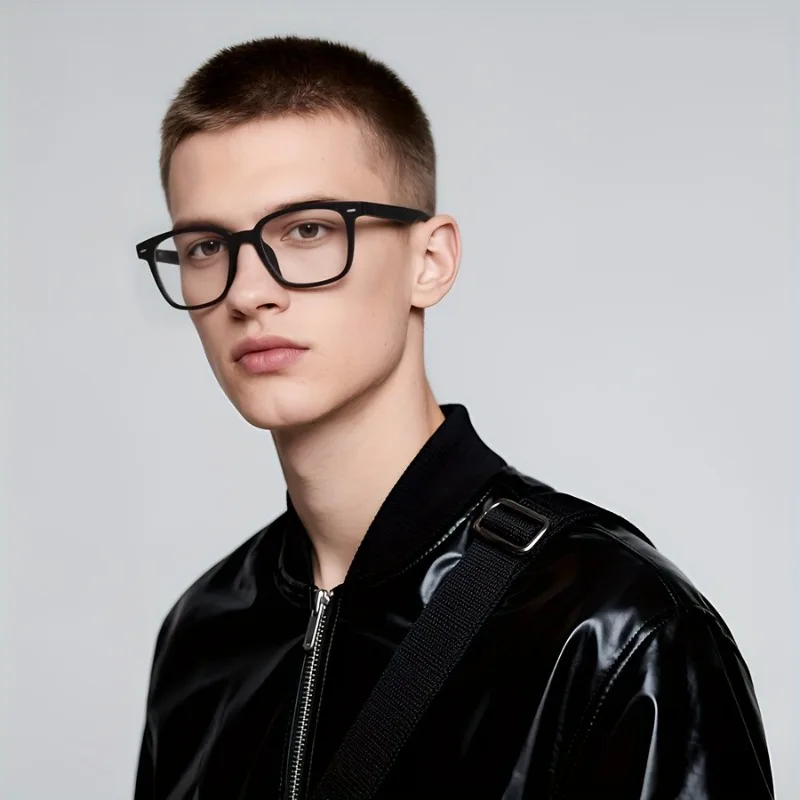 Modische Retro-Unisex-Brille mit quadratischem großem Rahmen, photochrome Brille, Vollformat-Brillengestell, lässiger Stil