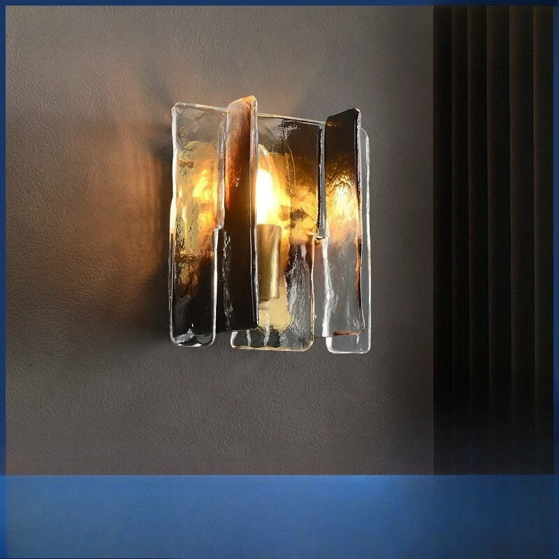 

All-copper living room wall lamp, modern light luxury TV wall designer glass simple Nordic bedroom bedside lamp