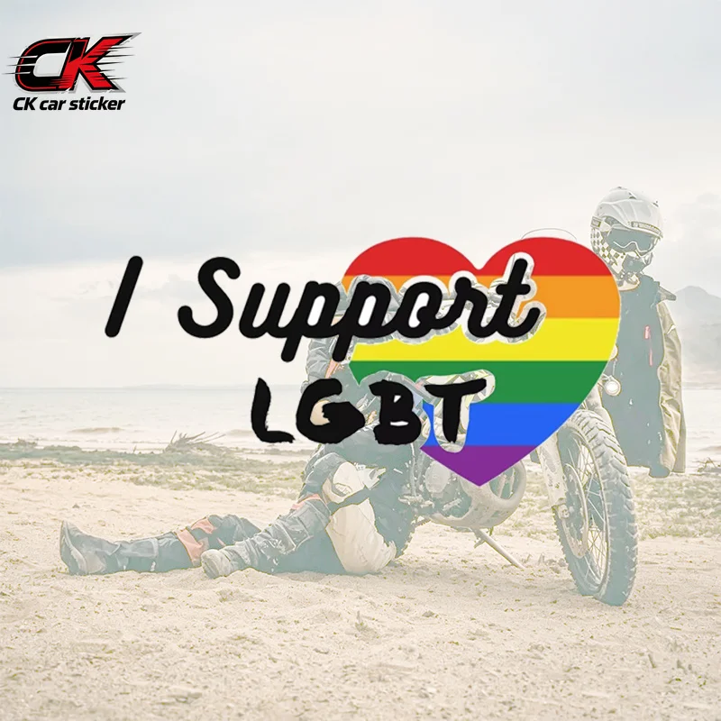 I Support LGBT Rainbow Heart Car Sticker Auto Decal Biker MotorcycleWaterproof for Car Motorcycle Laptop Auto Body Decoration
