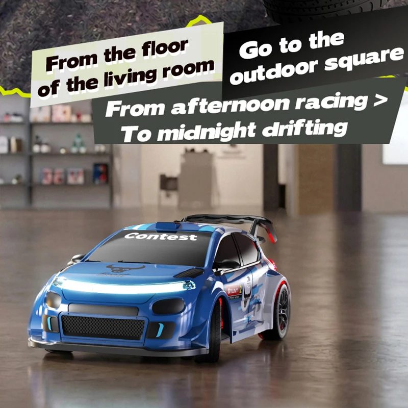 2.4G 1/24 RC Drift High Speed Car 4WD Remote Control Racing Vehicle Model With LED Lights Stickers Kids Toys Boys Xmas Gifts
