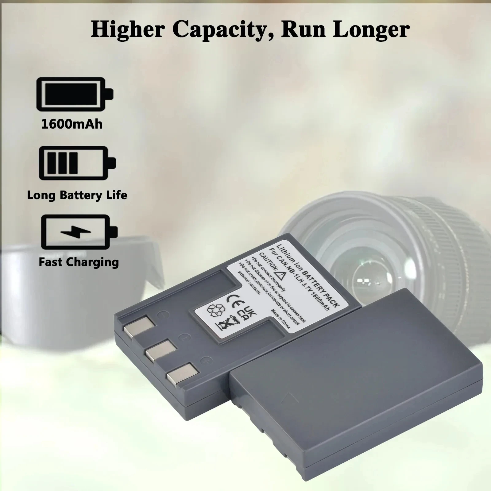 NB-1L NB1LH Battery for Canon Digital S110 ELPH S110 S200 S230 S300 S330 S400 S410 PowerShot 200 100 NB1LH Batteries 1600mAh