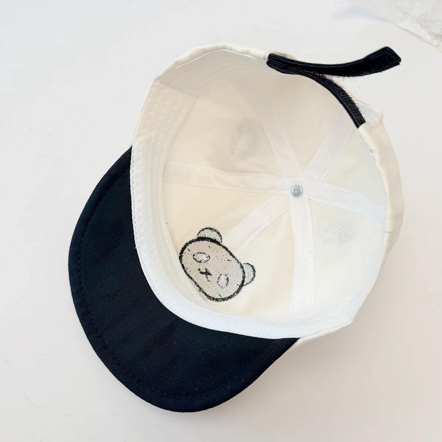 Children's double-round ball ears panda embroidery soft brim baseball cap, Korean retro style, suitable for daily school use - view 5
