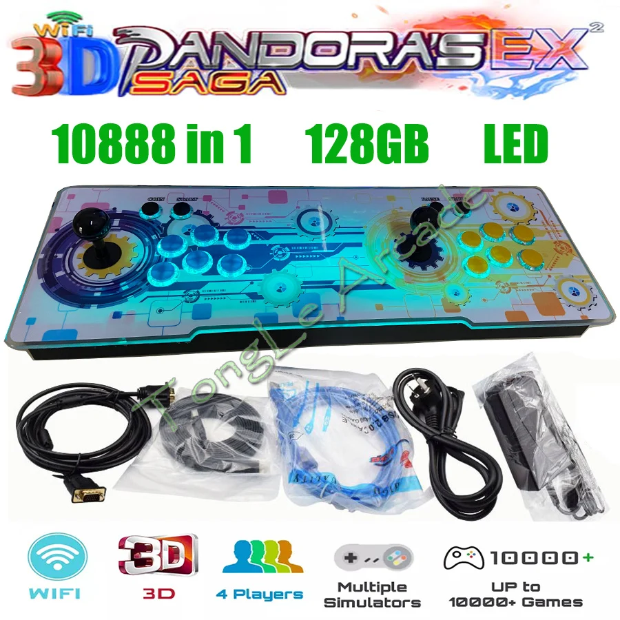 Новейшая 3D WIFI-приставка Pandora Saga EX 10888 с функцией сохранения, джойстиком, аркадной платой Pandora, поддержкой ретро-игр и ТВ-консоли, для 4 игроков