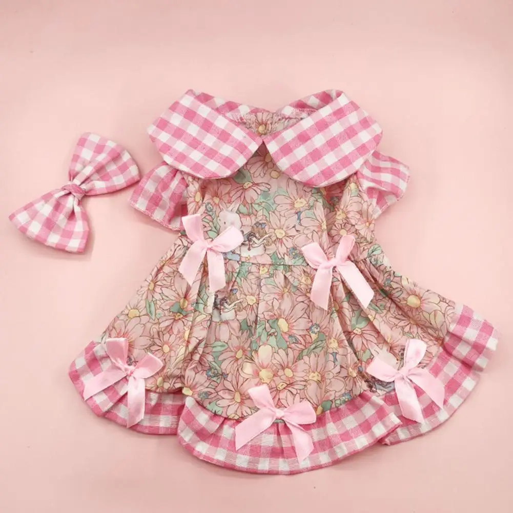 

Summer Hawaii Dog Dress Princess Floral Pattern Pet Skirt with Bow Decorations Breathable Pet Dresses Dog Supplies