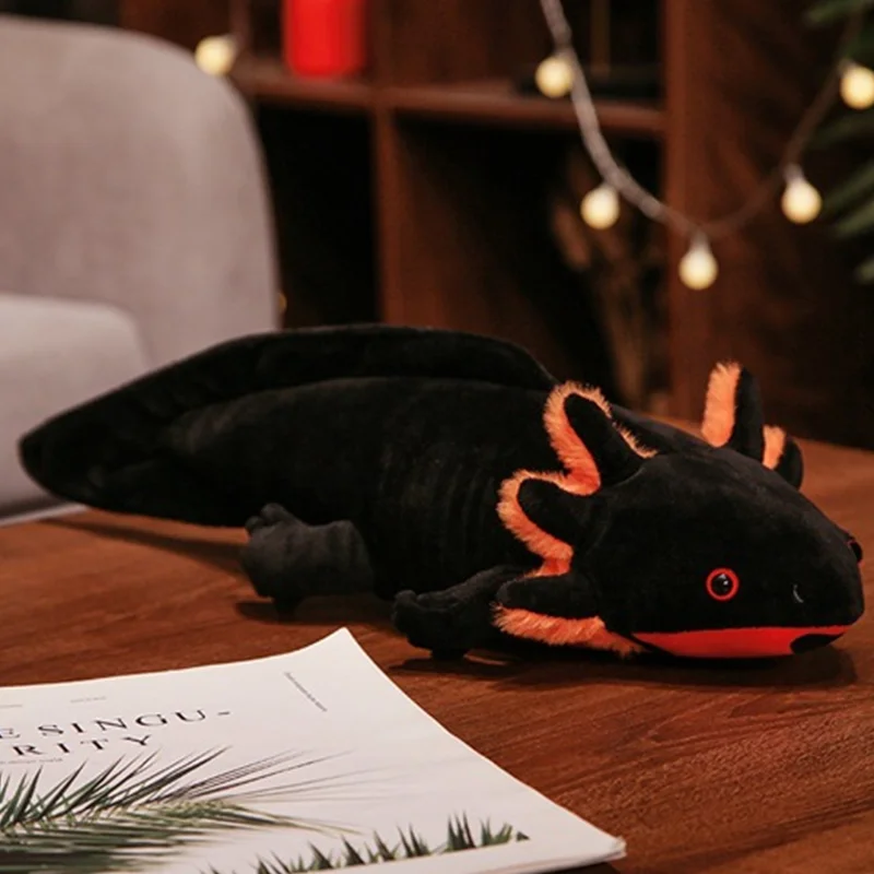 45cm Kawaii colorido Newt juguete de peluche relleno lindo Axolotl salamandra peluda pez de peluche apaciguador almohada larga cojín regalo para niños