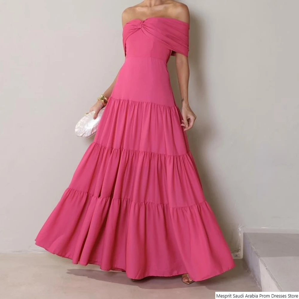 

A-line Women's Evening Dresses Floor-length Off The Shoulder Sleeveless Prom Gown Simple Fashion Draped Casual Customized Gowns