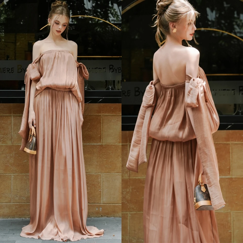 تخصيص لينة الشيفون قارب الرقبة مساء اللباس الأنيق القوس فستان كوكتيل مزاجه قطار الاجتياح فساتين المناسبات الخاصة