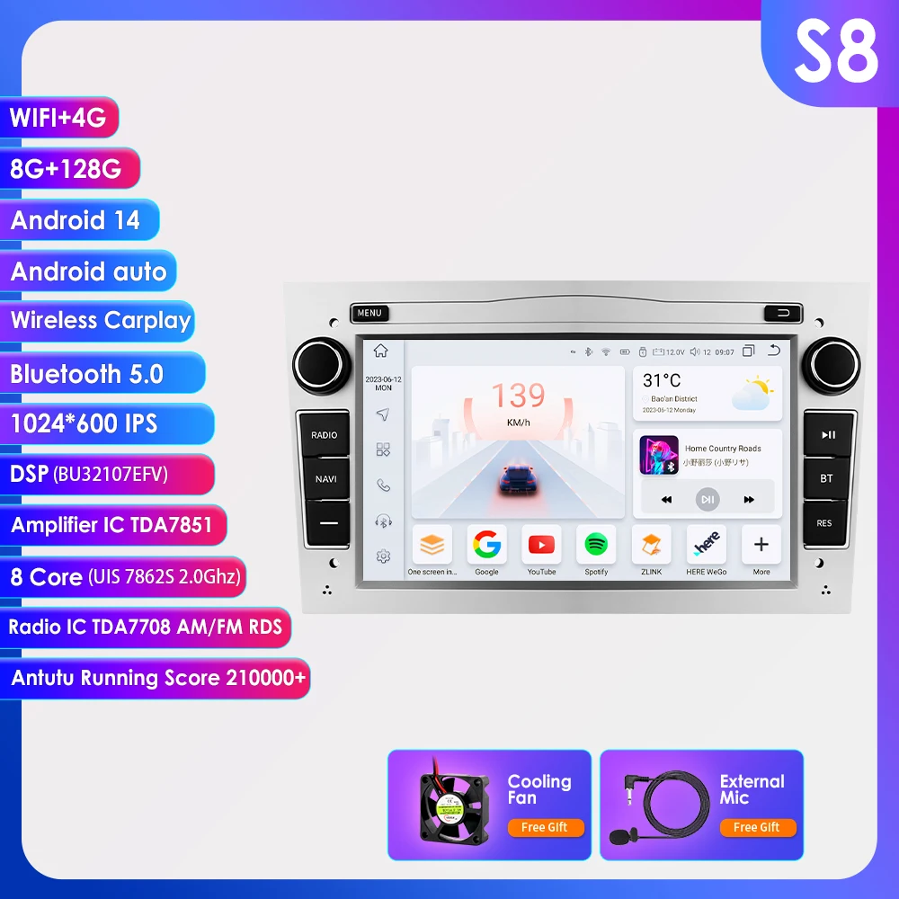 Hizpo 2Din 7 inch Android Auto autoradio voor Opel Astra H G J Zafira B Corsa D C Antara Vectra Vivaro GPS RDS DSP 4G BT CarPlay