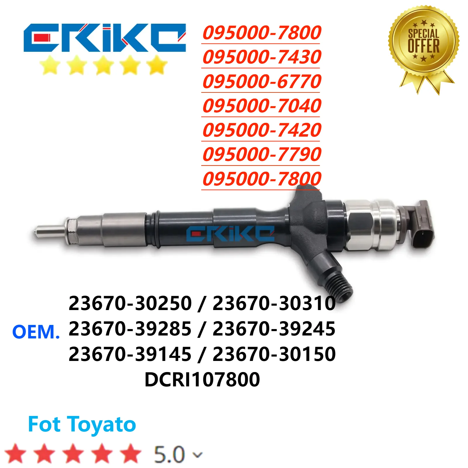 

095000-7790 Diesel Injector 095000-7800 095000-6770 Fuel Sprayer 23670-30310 23670-30150 Auto Part DCRI107800 For Toyota