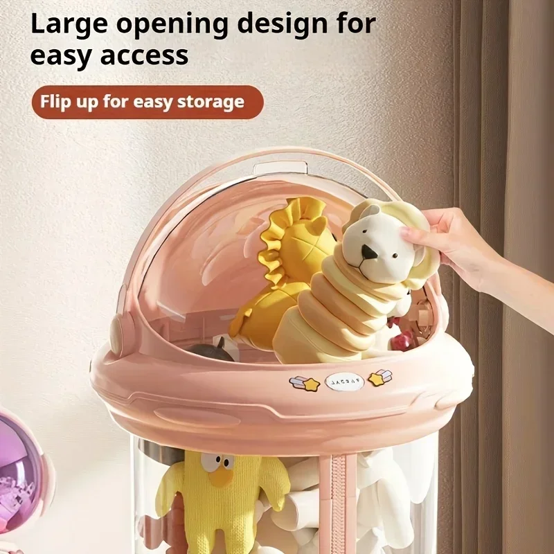 Doll storage Box Children's toys Organizer Home Toy Organization Transparent Plastic Stuffed Storage Barrel Astronaut Zipper Bin