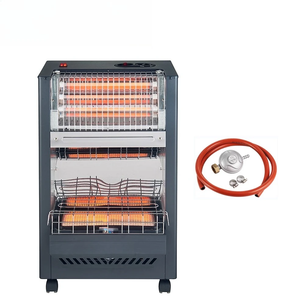 High Quality Portable Gas Radiant Chamber Heater with 4 Wheels, Easy to Assemble for Winter Home Indoor Lighting