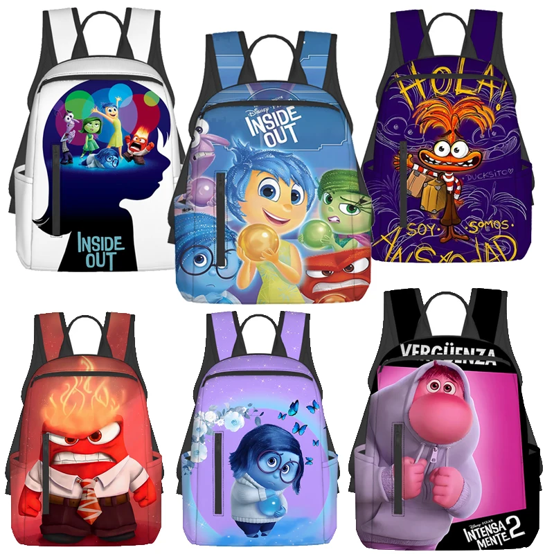 Movie Inside Out 2 Cartoon Character Print Backpack Student Large Capacity Stationery Storage Schoolbag Holiday Gift Mochila