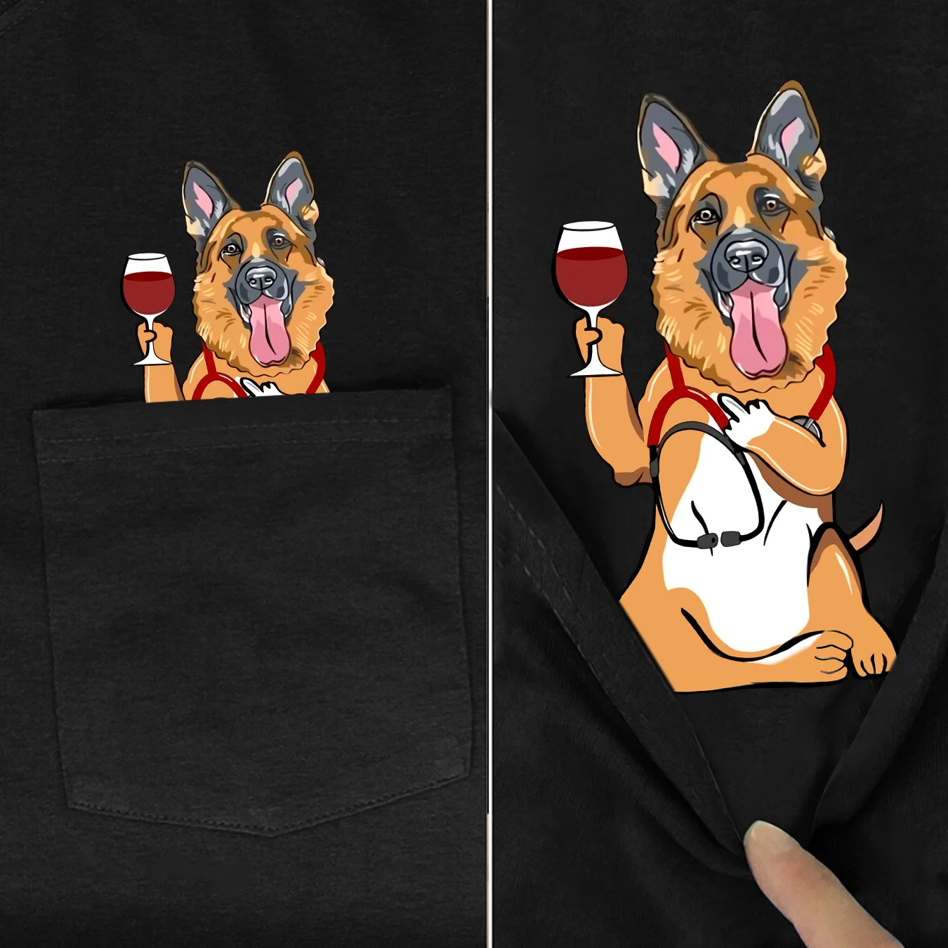 CLOOCL German Shepherd Dog Middle Finger Printed Cotton T-Shirt for Women Fashion T-shirt Short Sleeve Casual Tops Cotton Tees