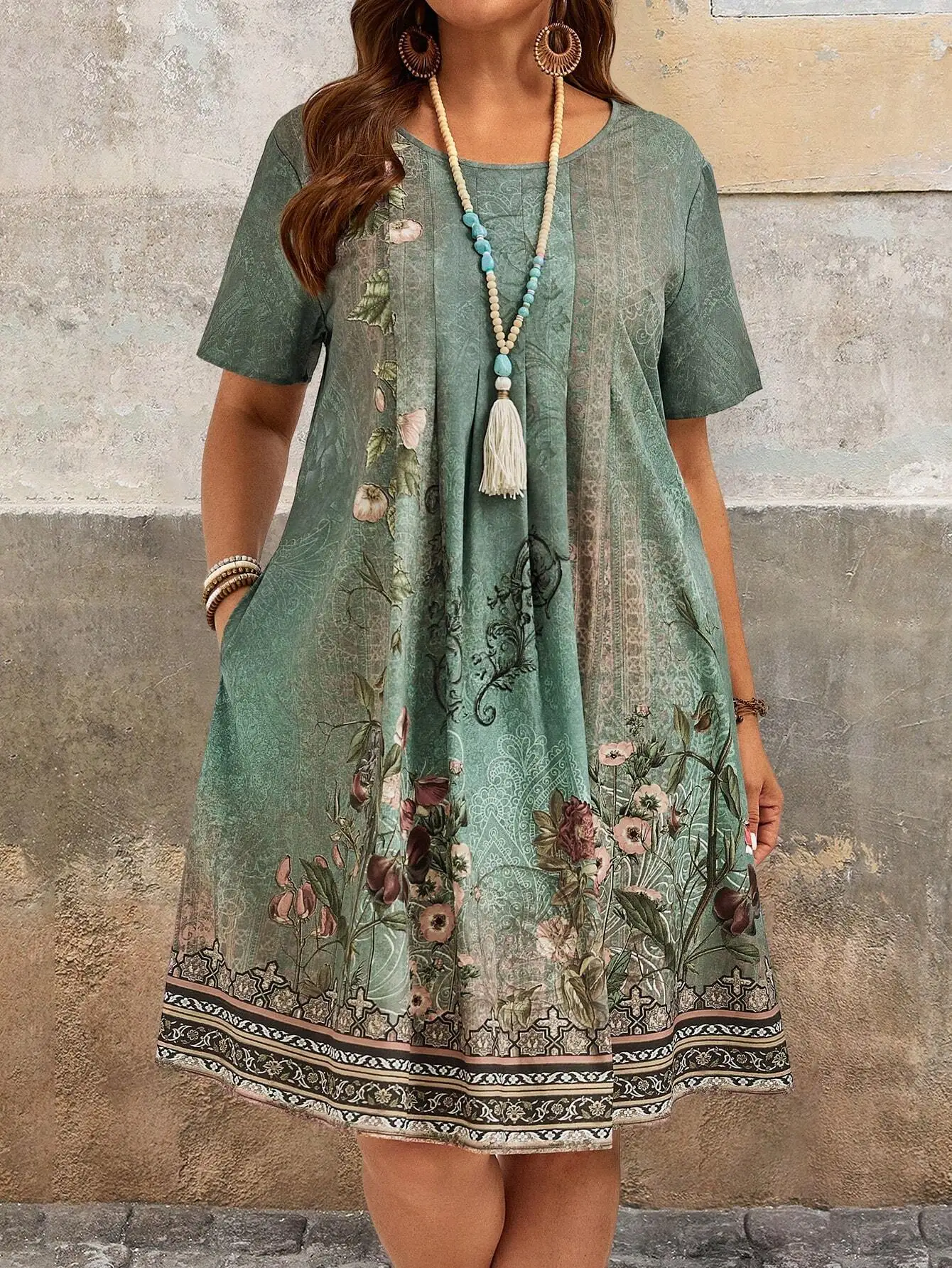 

Богемное зеленое летнее платье с цветочным принтом для женщин, свободного кроя, мини-платье А-силуэта