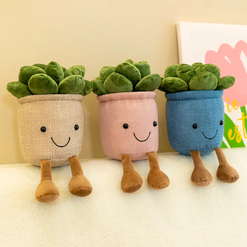 23cm Succulent Potted Plant Plush Toy Cute Cartoon Toy Pillow Bedroom Living Room Decoration Home Furnishings Children's Gift