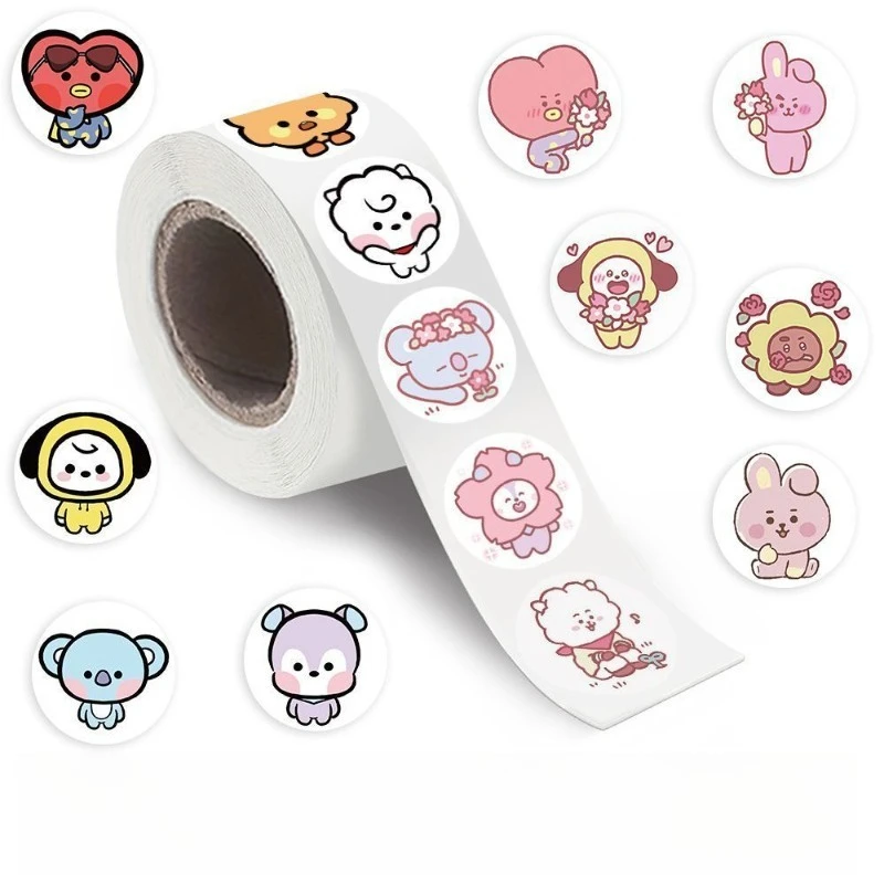 Adesivos BT21 RJ Chimmy Tata Cooky 500 peças, impressões de anime de alta qualidade, adesivos criativos para diário e desenho DIY para estudantes.