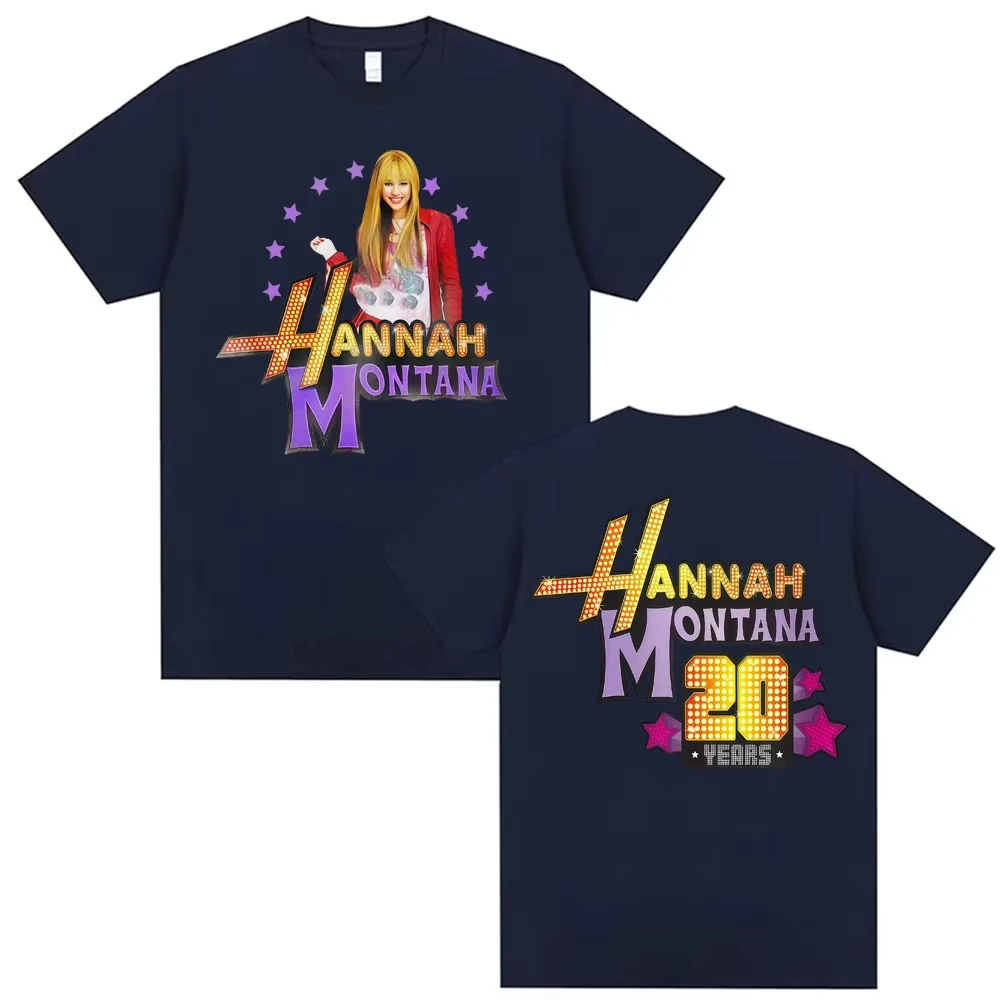 Pop Star Hannah Montana 20Th Anniversary Logo T-shirts Men Women Fashion Trend Aesthetic T Shirt Cotton O-Neck Hip Hop T-shirt