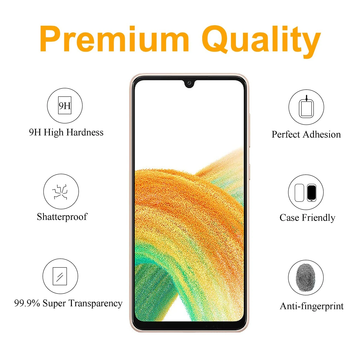 Vidrio templado de alto Auminum para Samsung Galaxy A33 5G, película protectora de pantalla de vidrio, 2/4 Uds.