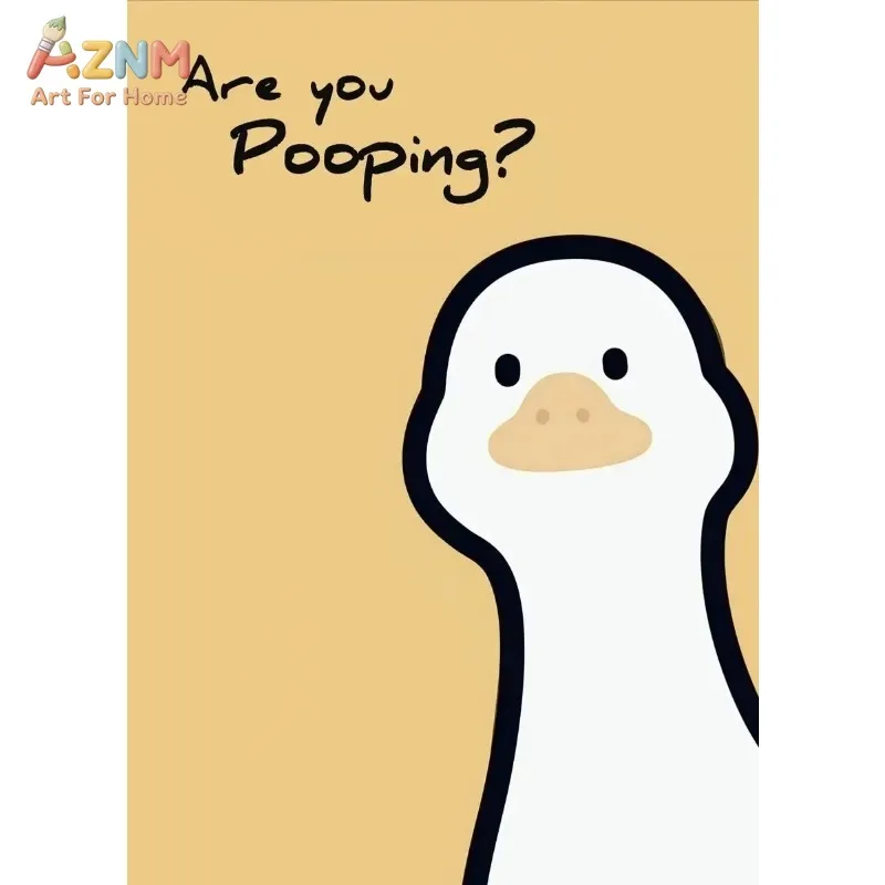 Cartoon Funny Duck Are You Pooping Canvas Painting Animal Print Poster Goose Gift Modern Bathroom Home Kids Room Decor