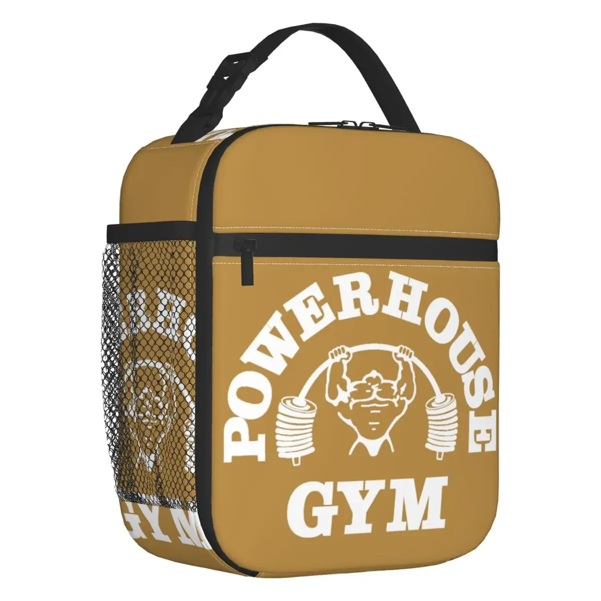 Custom Powerhouse Gym Insulated Lunch Tote Bag for Women Fitness Building Muscle Portable Thermal Cooler Food Lunch Box Travel