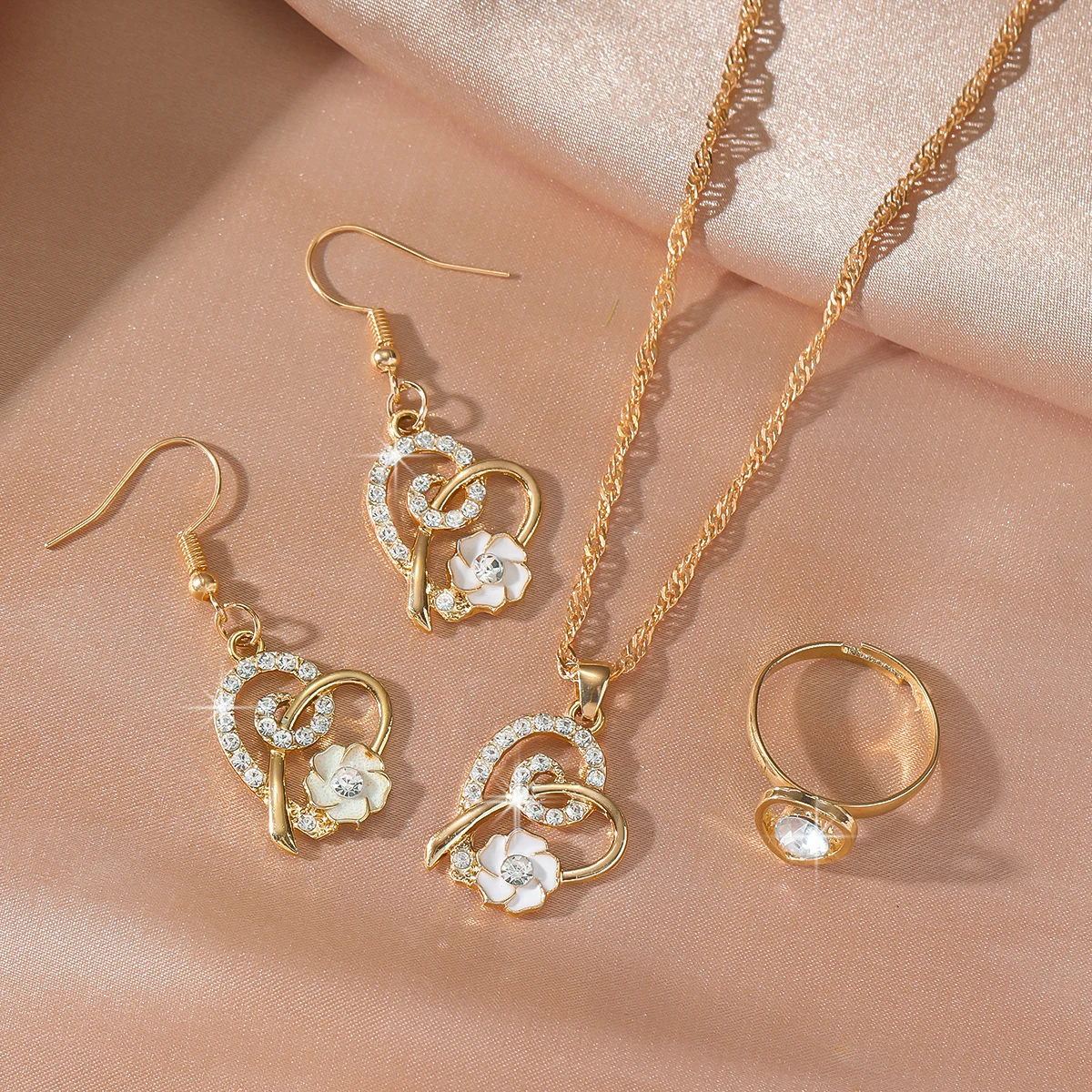 4pcs Women Fashion Jewelry Set  -Elegant and Chic Set, Perfect for Daily Wear, Parties, Teacher's Day/Gift Graduation